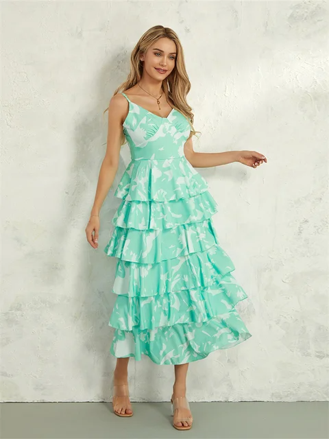 Women Ruffled Tiered Midi Dress | Ursula