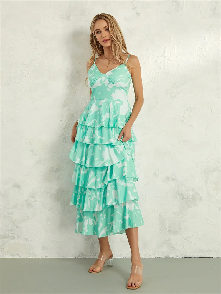 Women Ruffled Tiered Midi Dress | Ursula