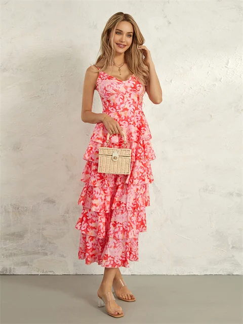 Women Ruffled Tiered Midi Dress | Ursula