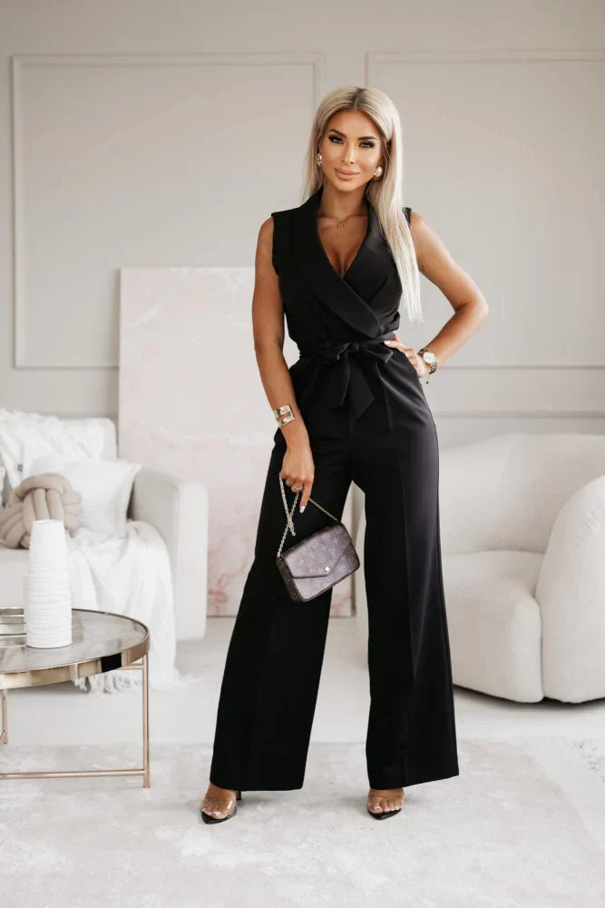 Women Jumpsuit Black Elegant Fabric | Roselia 3