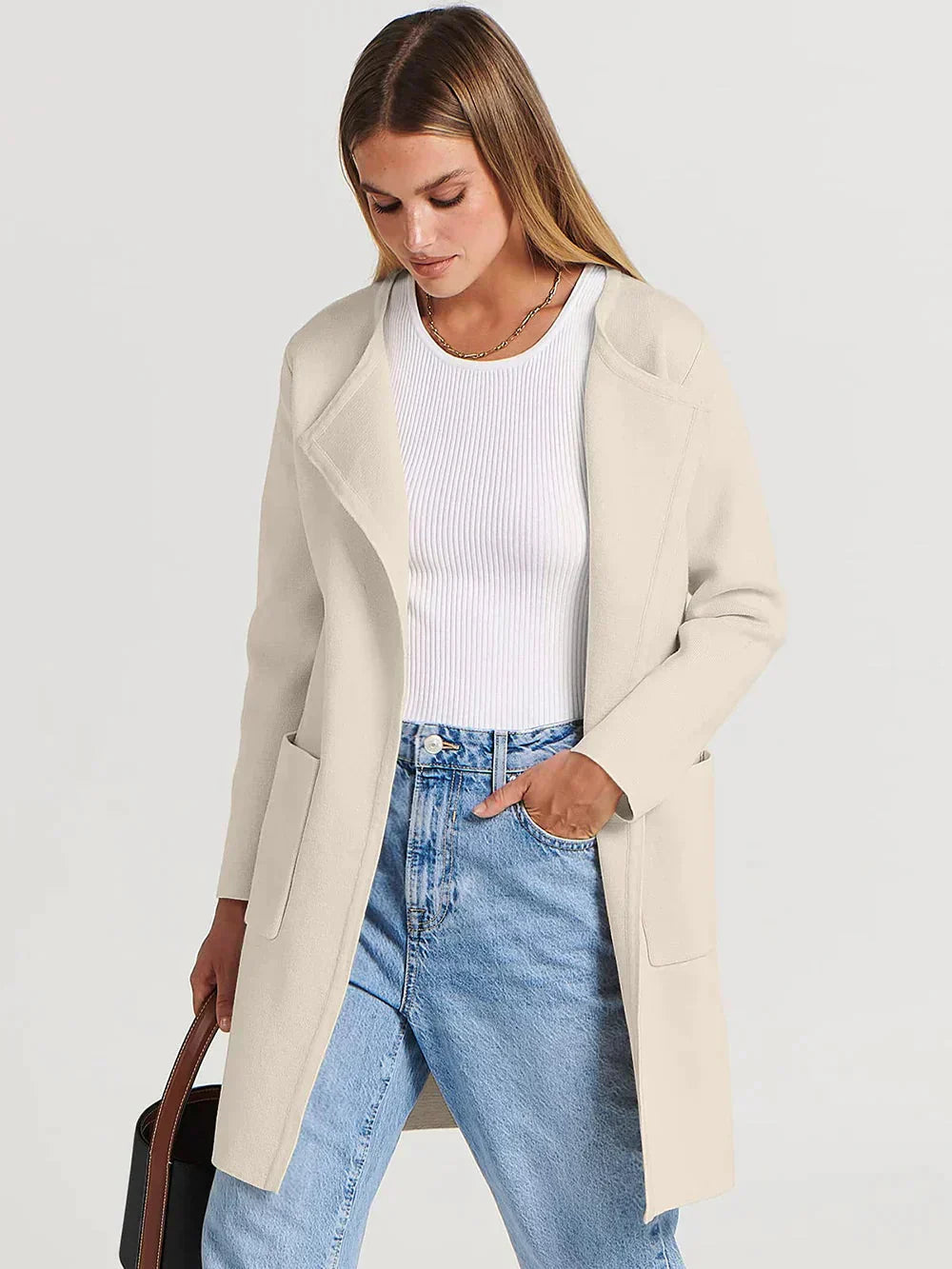 Women Belted Wool-Blend Long Cardigan | Arabella