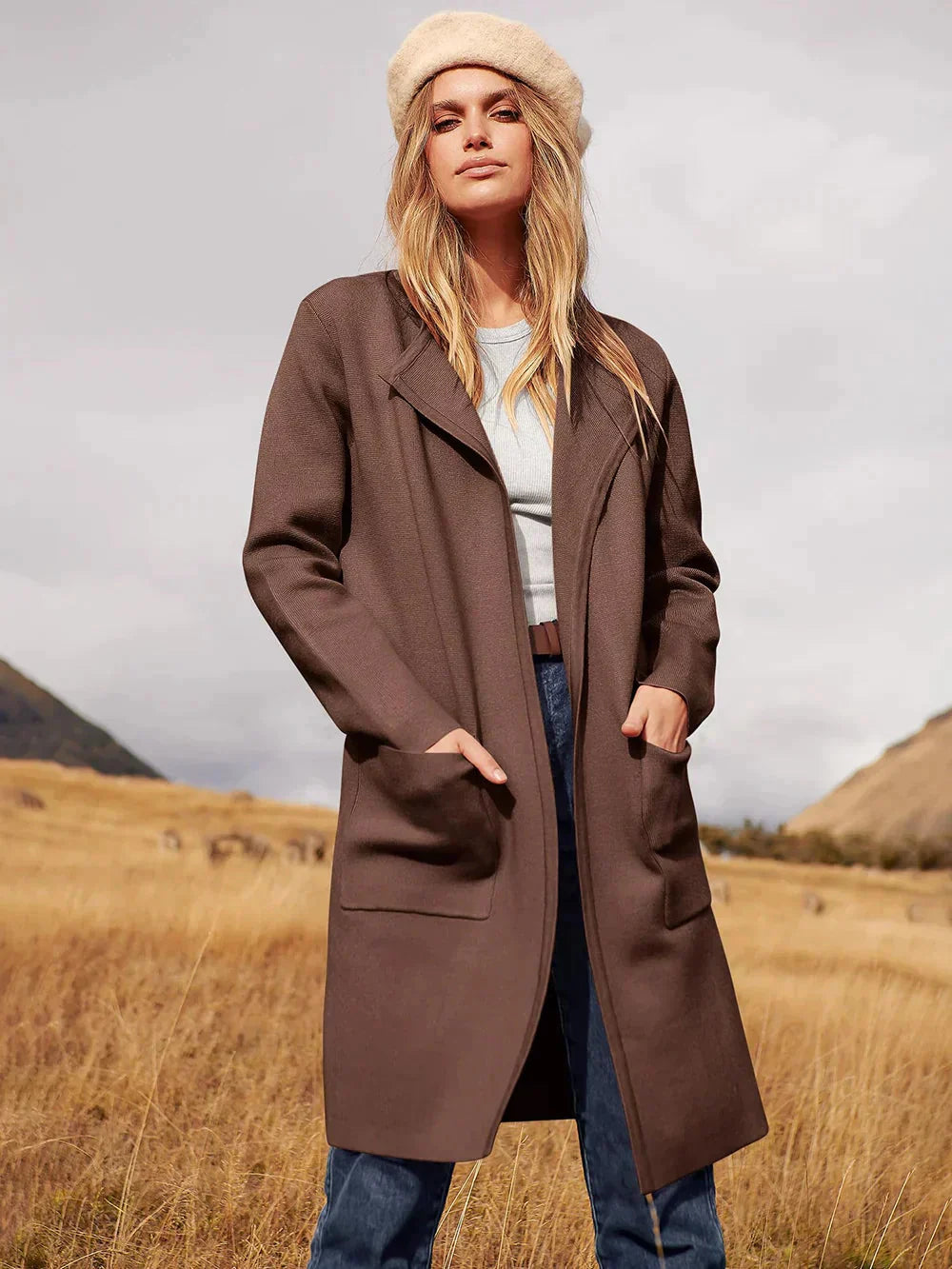 Women Belted Wool-Blend Long Cardigan | Arabella