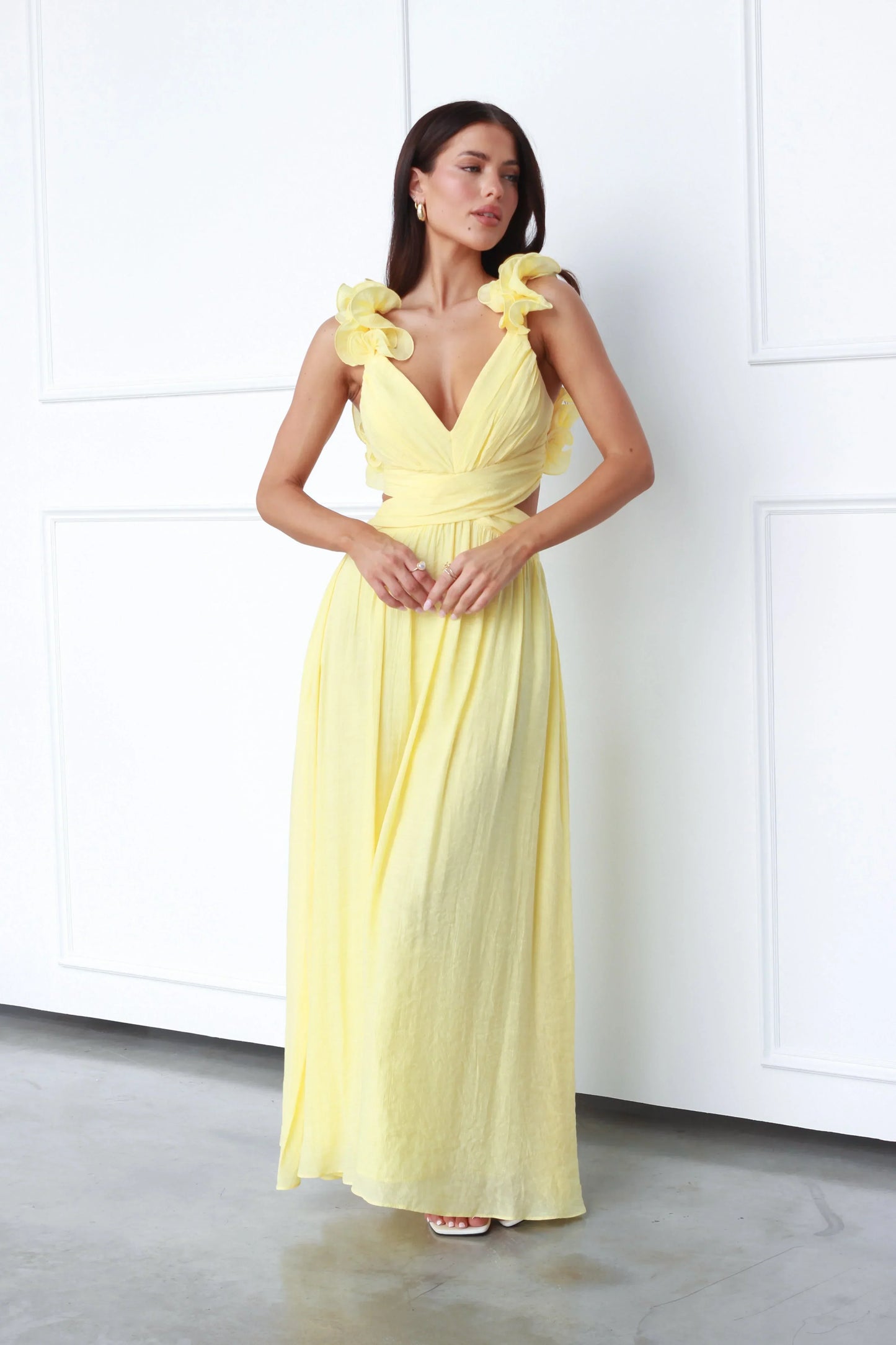 Women Ruffle Strap Backless Maxi Dress | Lainey