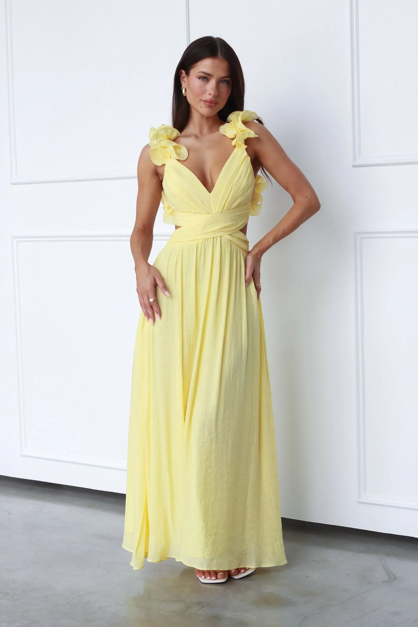 Women Ruffle Strap Backless Maxi Dress | Lainey