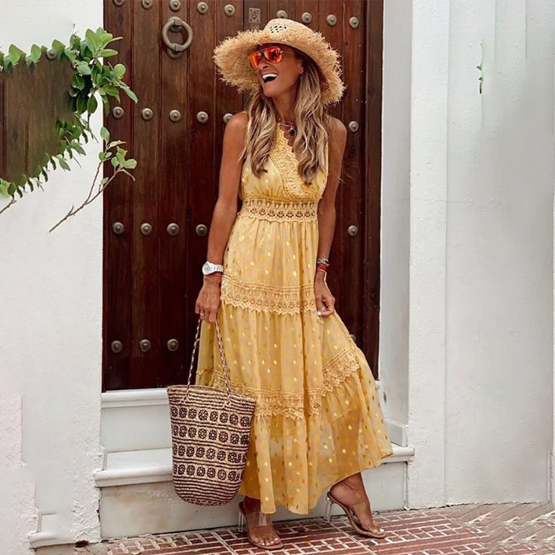 Women Boho Lace Maxi Dress | Sylvia