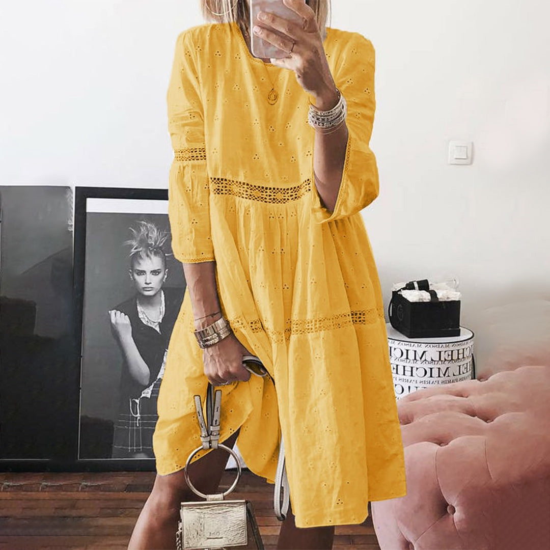 Women Embroidered Long-Sleeve Tunic Dress | Aurelia
