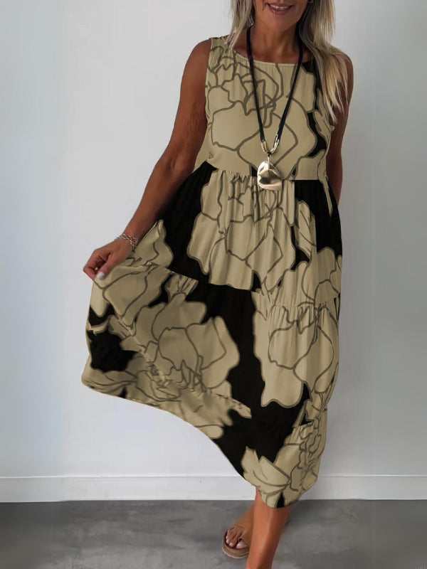 Women Sleeveless Floral Midi Dress | Amethyst