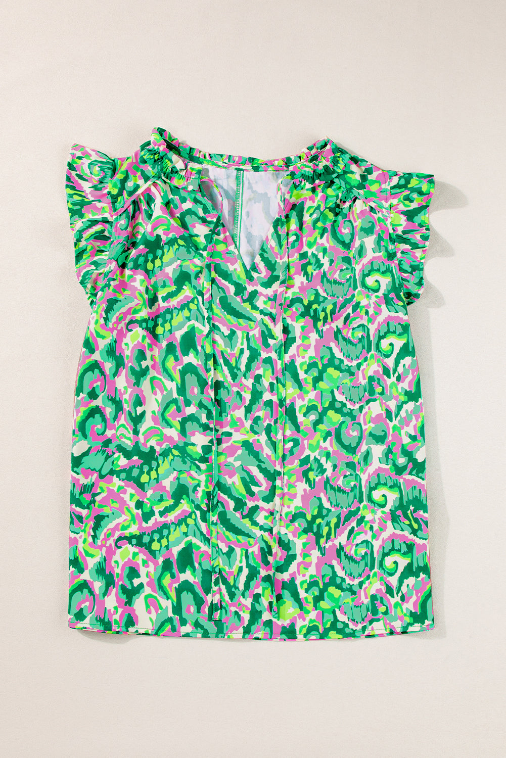 Women Printed Ruffle Sleeve Tank Top | Calindra