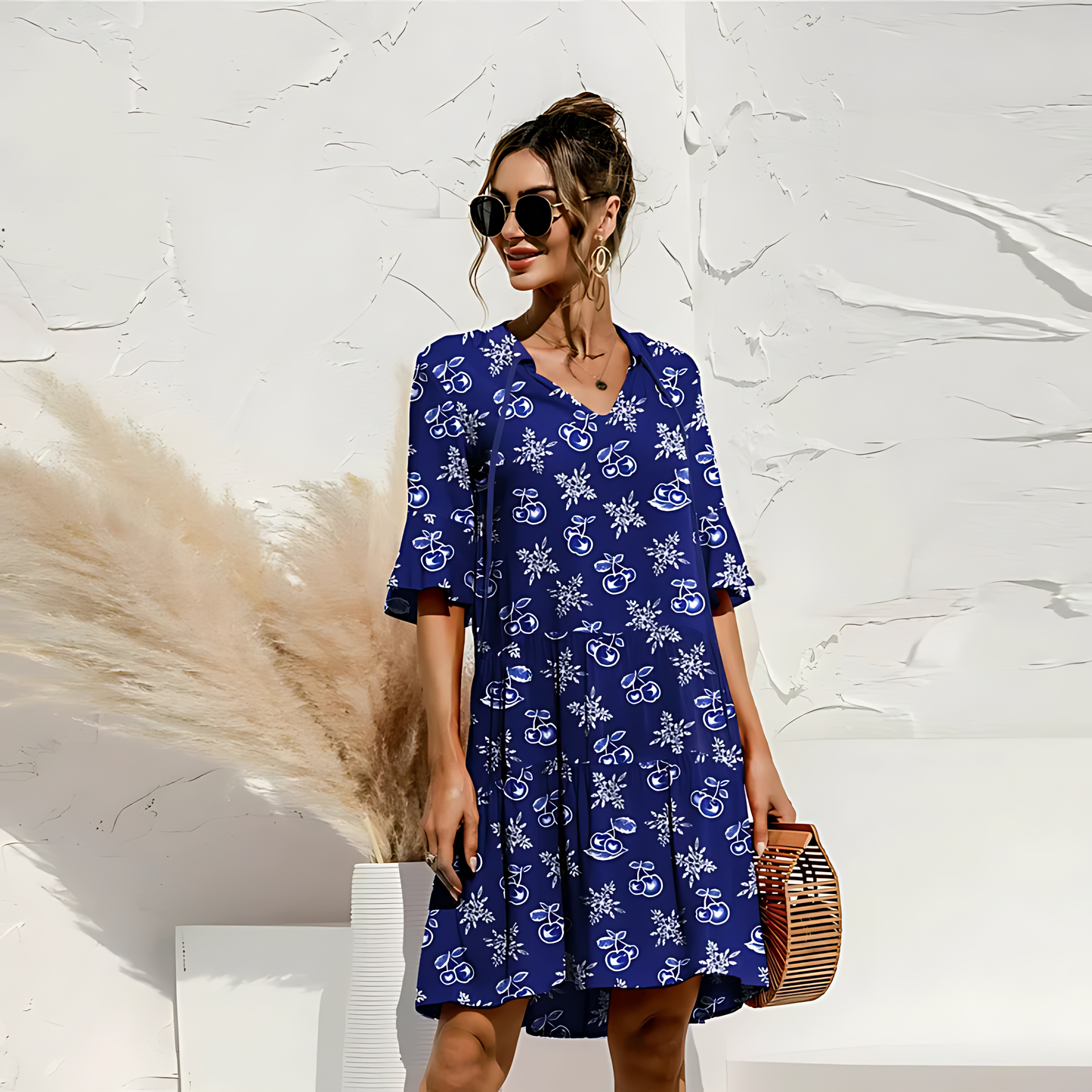 Women Floral Tiered Dress with Bell Sleeves | Lilibeth