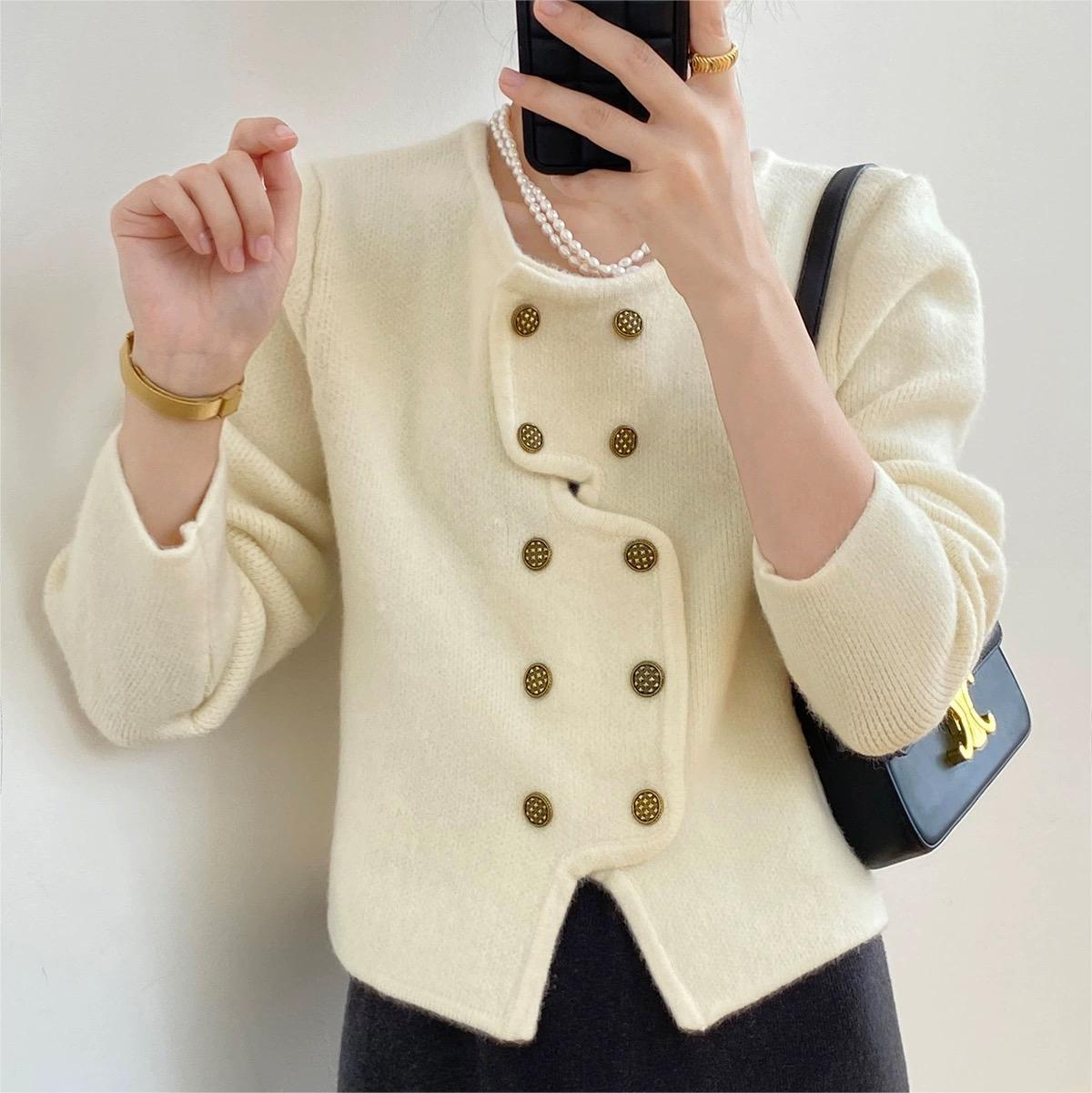 Variant image for Women Cardigan White Acrylic | Classic Chic-4