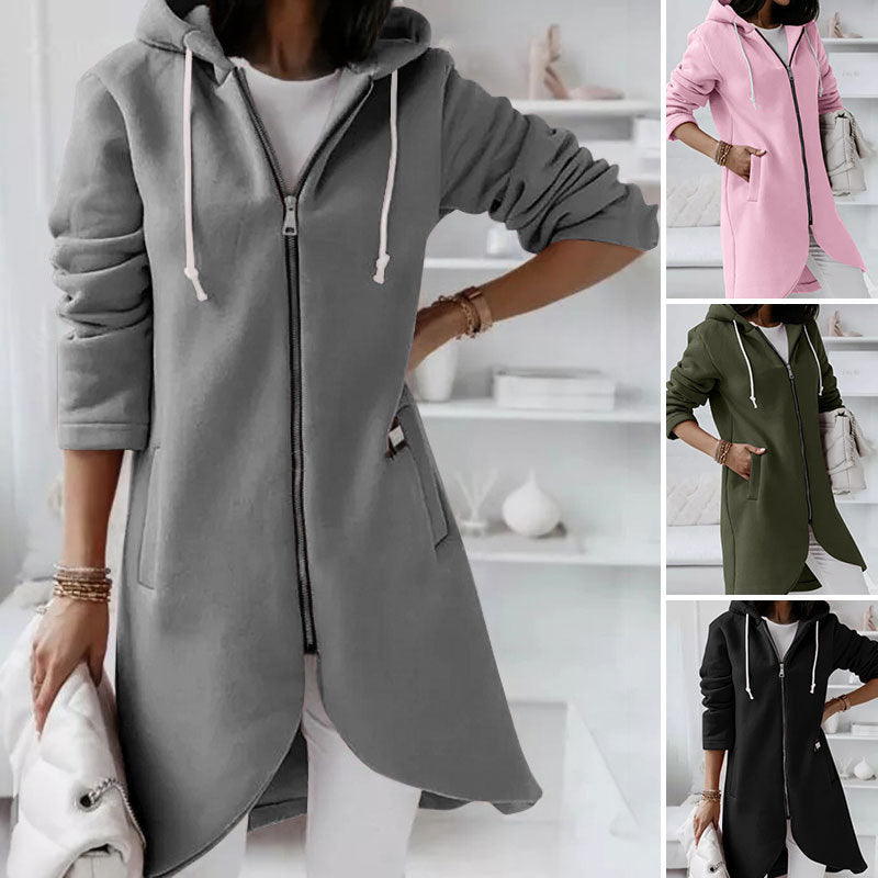 Women Casual Zip-Up Hoodie Coat | Heather