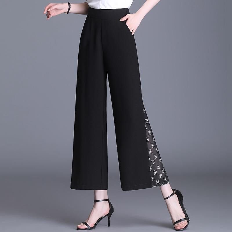 Variant image for Women Wide Leg Pants Black Chiffon | Elegant Style-7