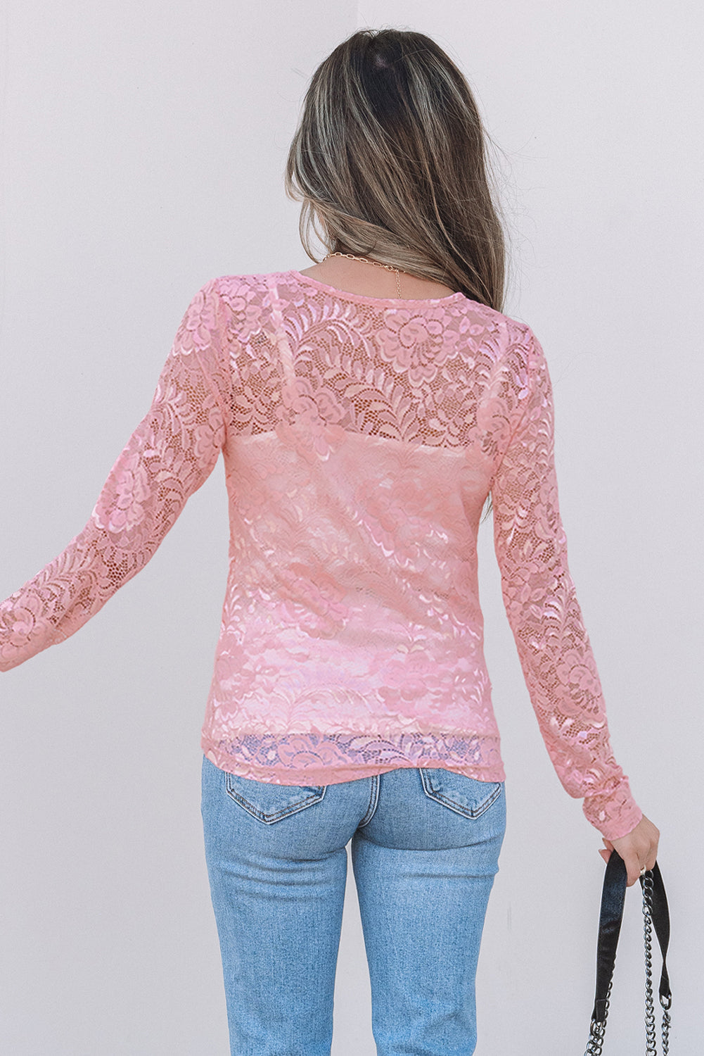 Women Long Sleeve Blouse White Lace | Blossom-2