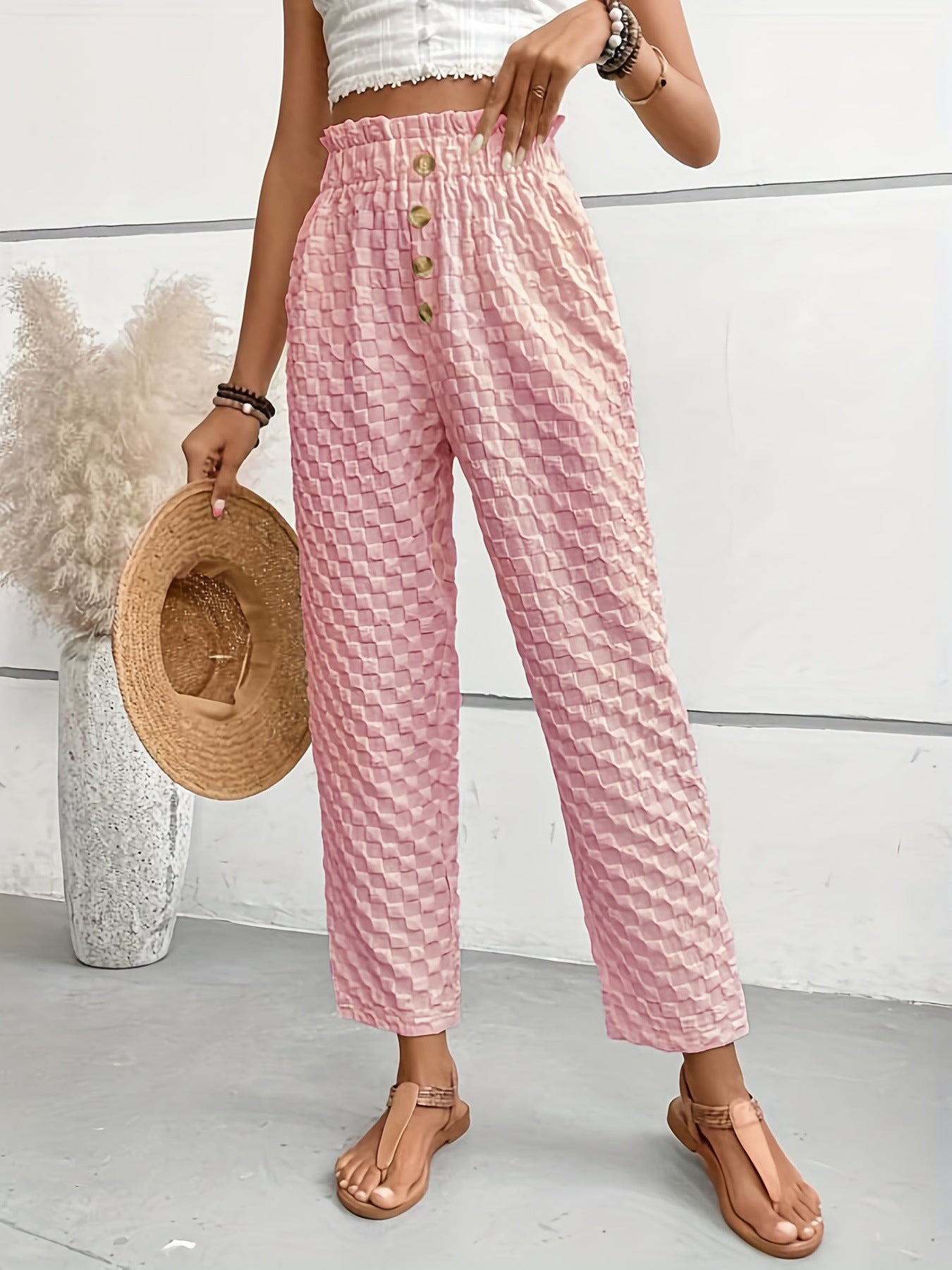 Variant image for Women Trousers Apricot Polyester | Urban Chic-9