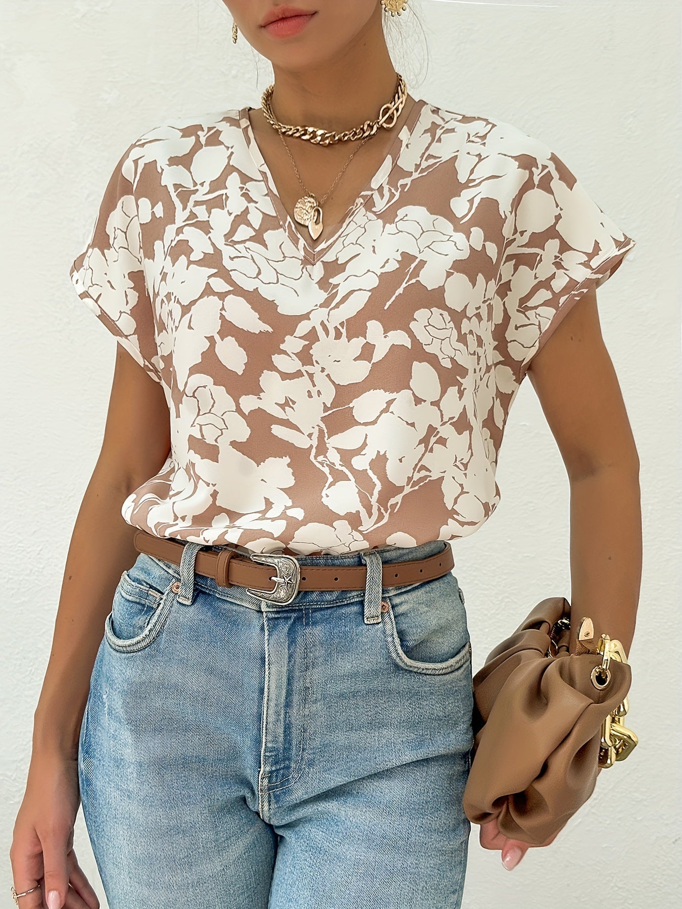 Women Floral Print V-Neck Blouse | Sina