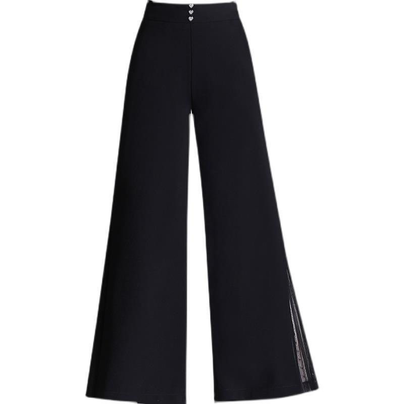 Women Wide Leg Pants Black Chiffon | Elegant Style-4