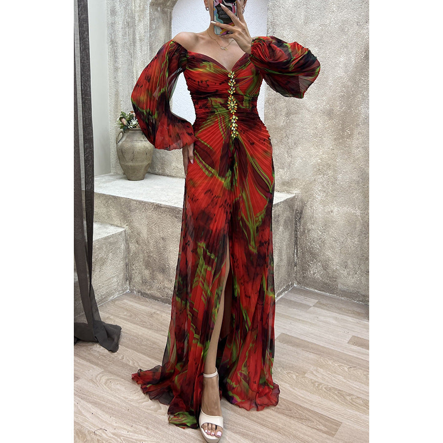 Women Elegant Draped Off-Shoulder Maxi Dress | Vera
