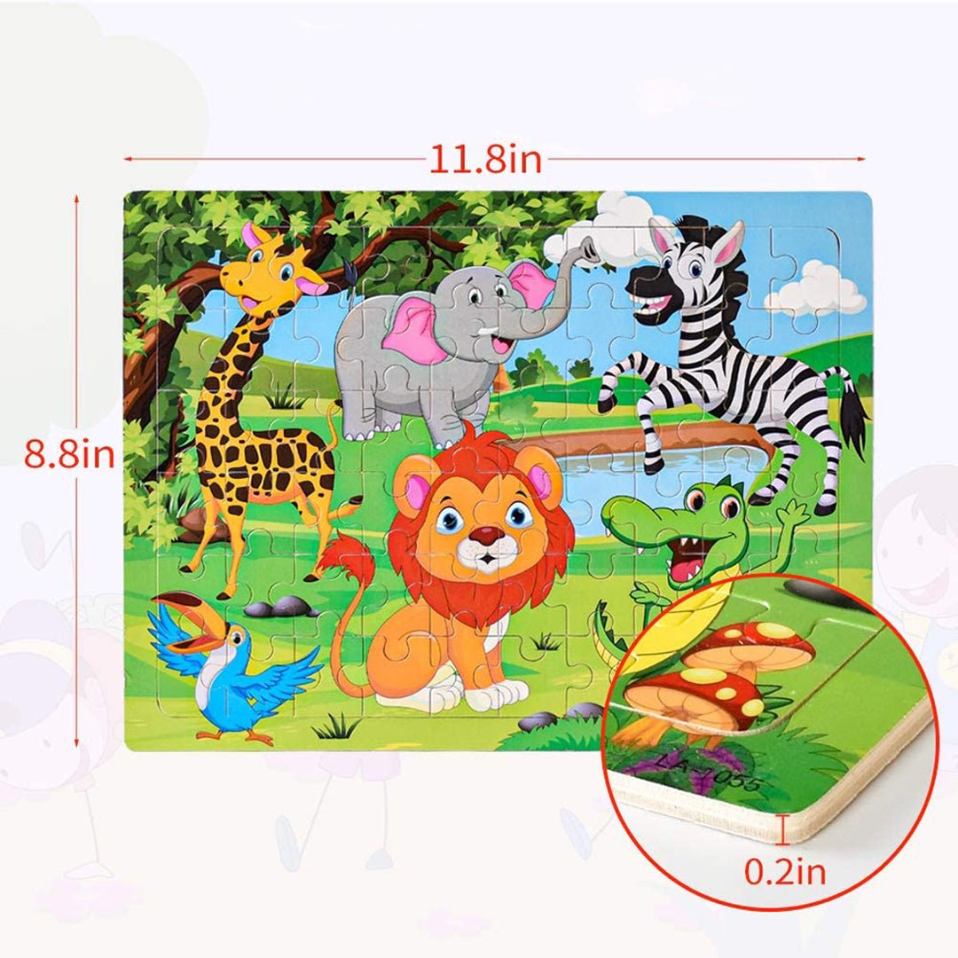 Kids Jigsaw Puzzles Set 6 Pack Wooden Educational Toys | Learning Fun-3