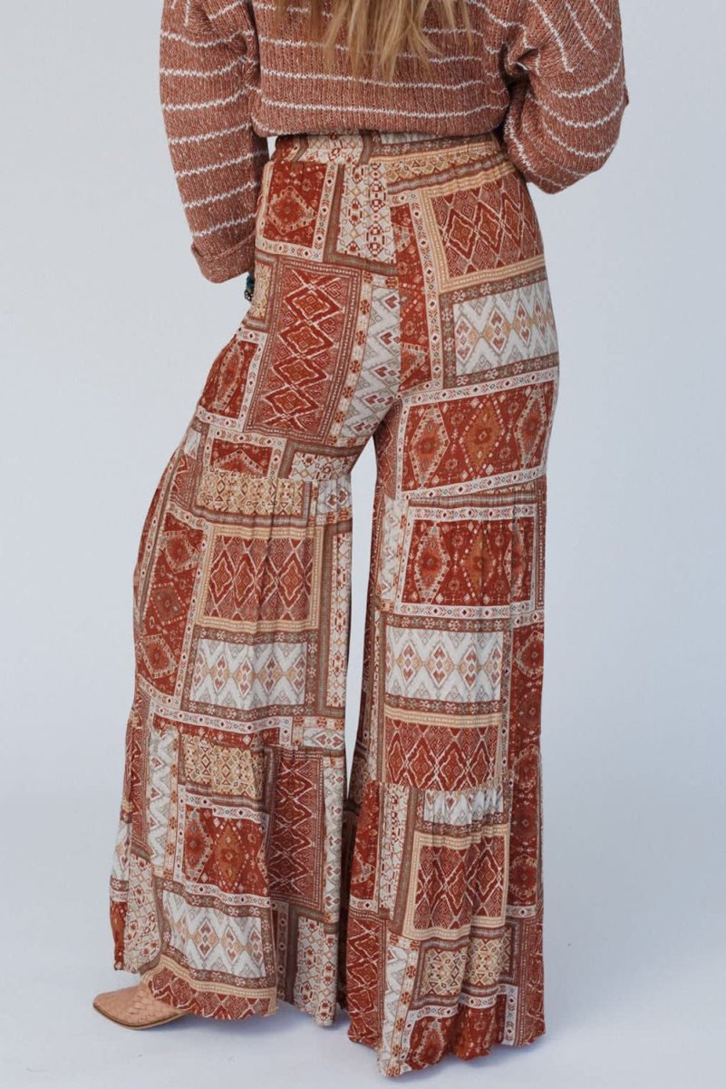 Women Boho Aztec Print Tiered Palazzo Pants | Jill