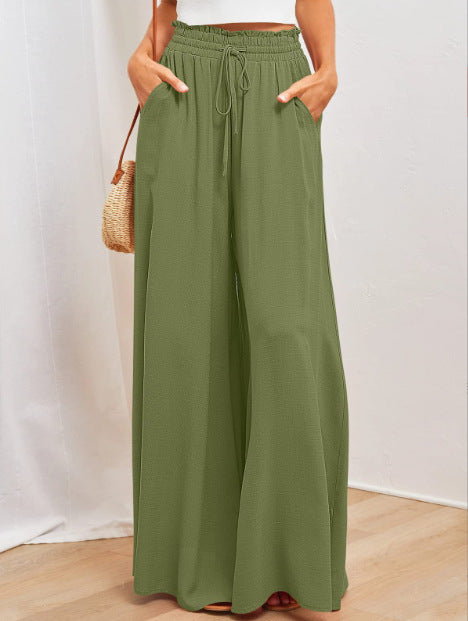 Variant image for Women Wide Leg Trousers White Spandex | Elegant Comfort-6
