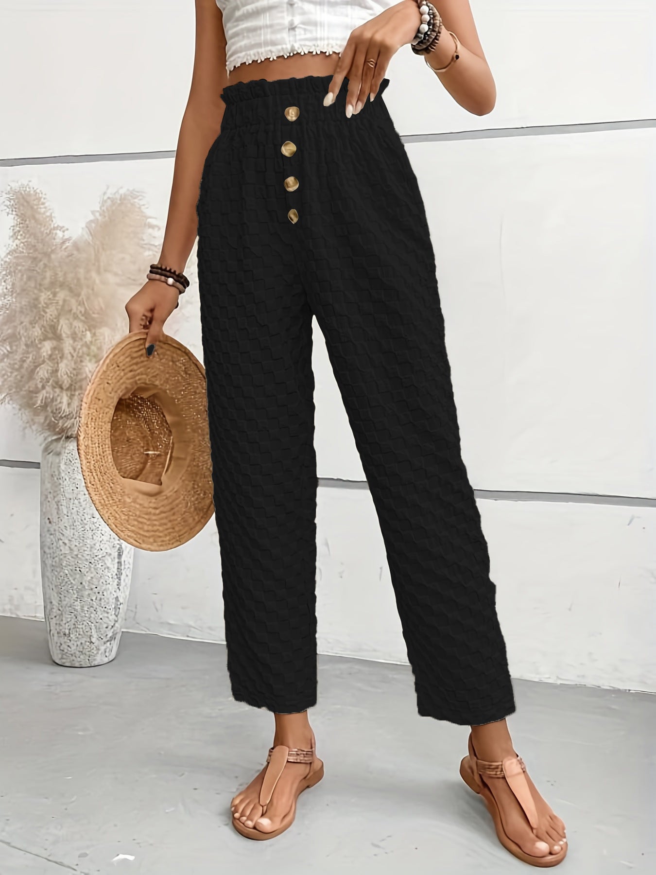 Variant image for Women Trousers Apricot Polyester | Urban Chic-5