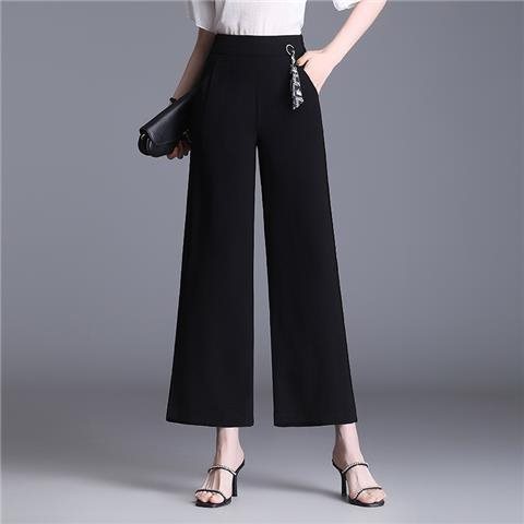 Variant image for Women Wide Leg Pants Black Chiffon | Elegant Style-13