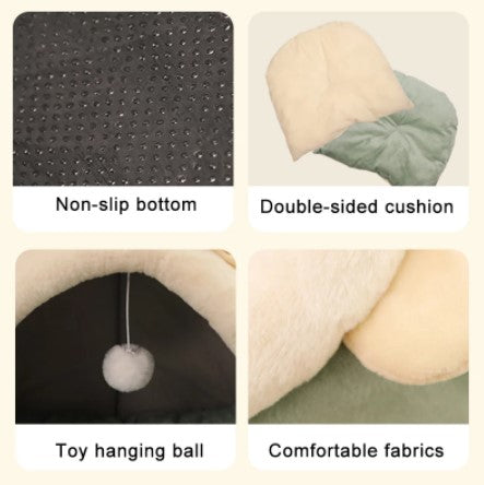 Cat Cave Bed Grey Cotton | Cozy Retreat-4