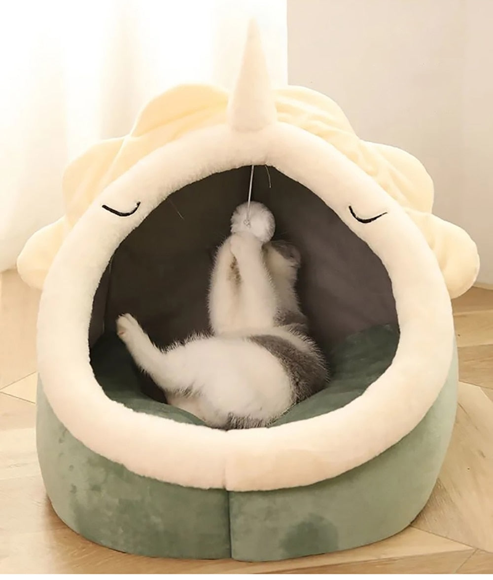 Cat Cave Bed Grey Cotton | Cozy Retreat-3