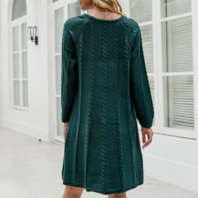 Women Round Neck Sweater Mini Dress | Marisole