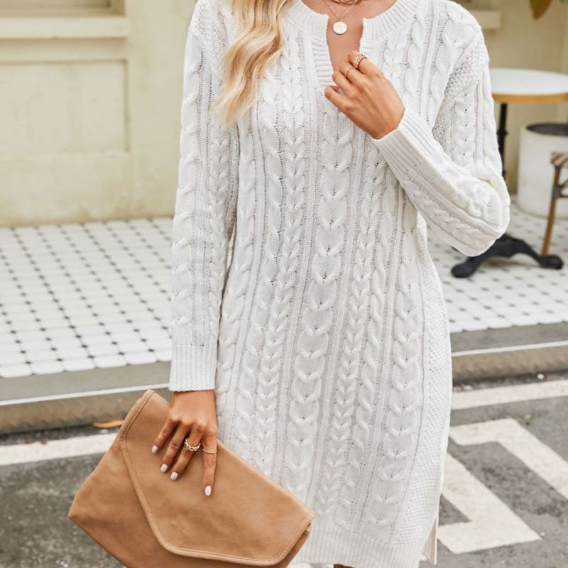 Women Cable Knit Sweater Dress | Thalia