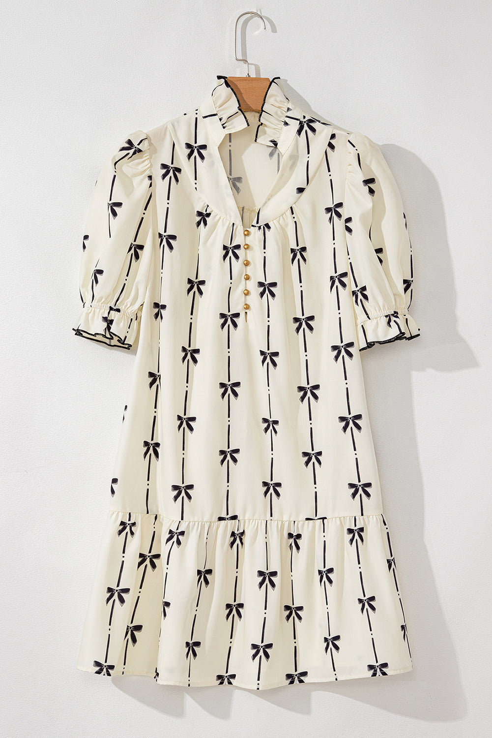 Women Bow Print Mini Dress | Acelina