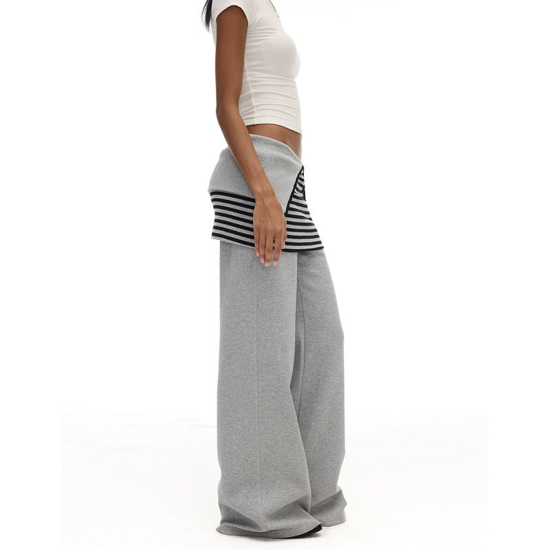 Women Wide Leg Pants Light Grey Polyester | Casual Chic-4