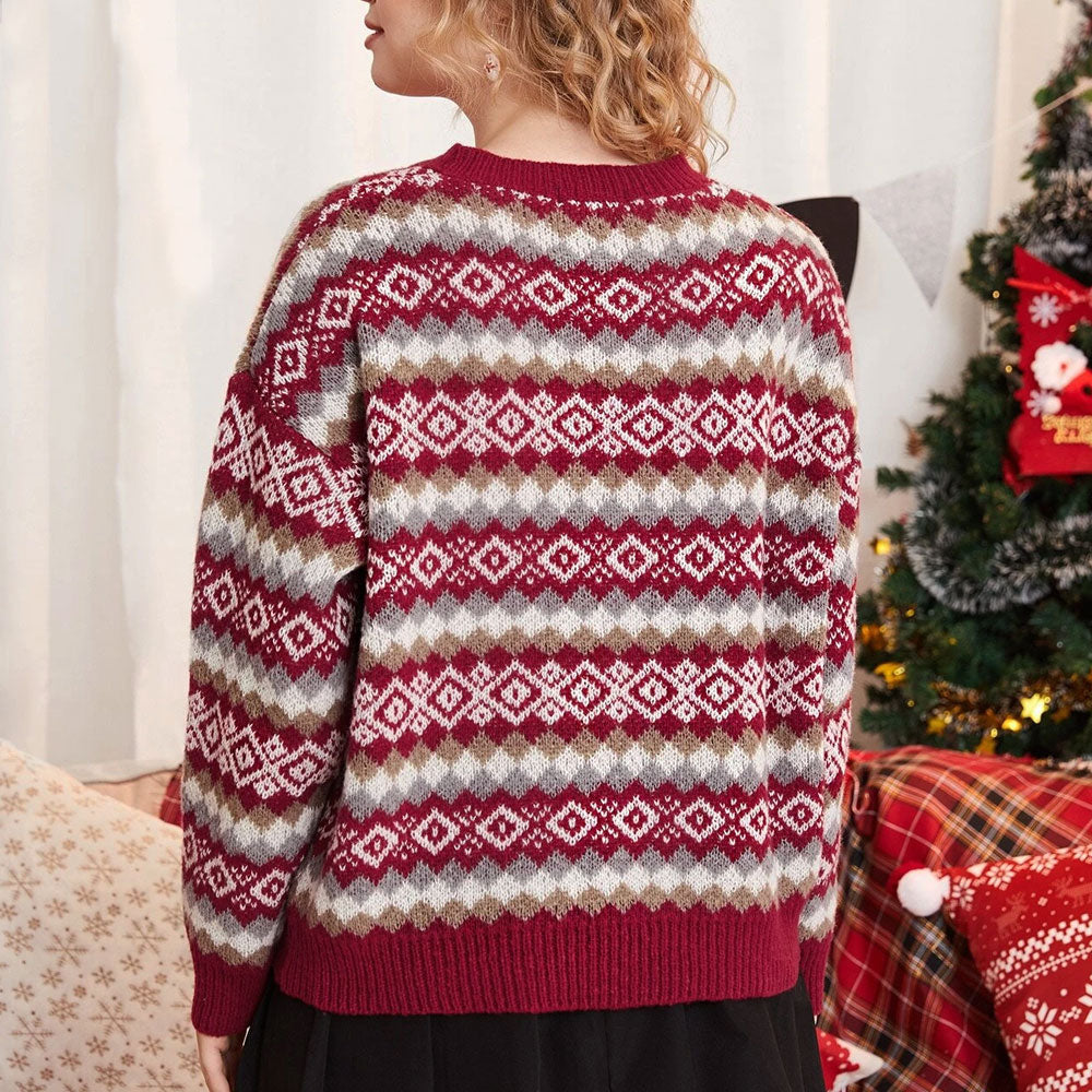 Women Nordic Knit Pattern Sweater | Adelina