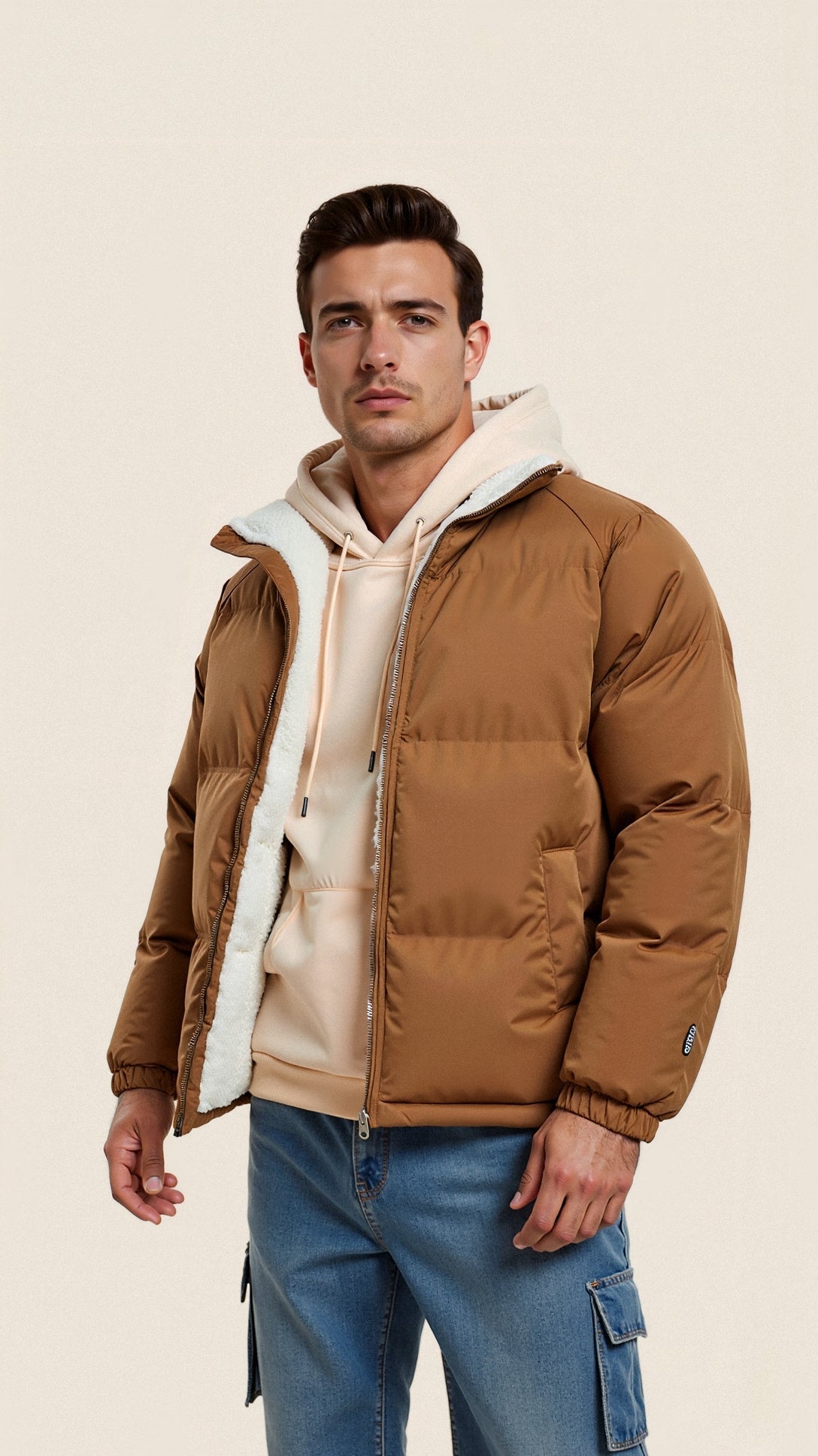 Men Insulated Sherpa-Lined Puffer Jacket | Cyrusteem