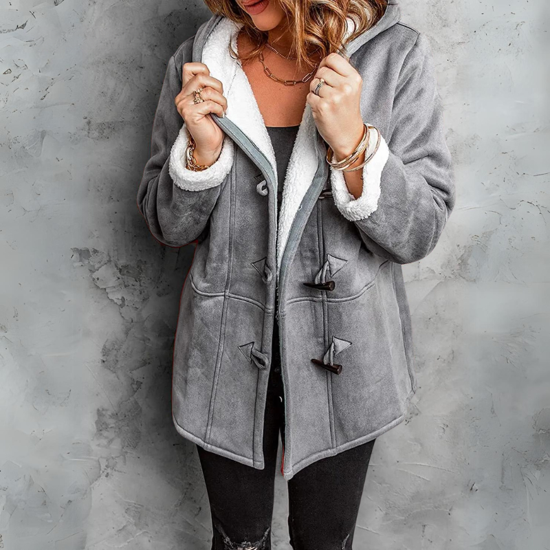 Women Toggle Button Sherpa Coat | Deni