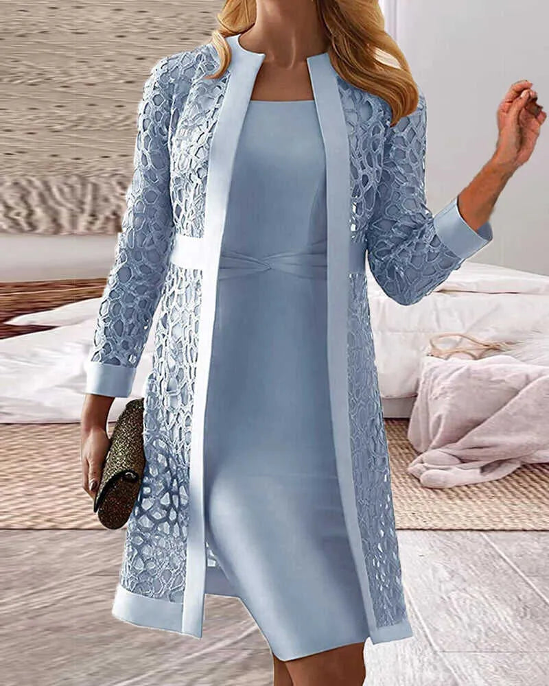 Women Two-Piece Dress White Lace | Lucy-3