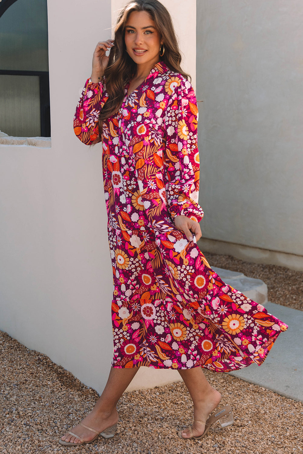 Women Maxi Dress White Polyester | Elegant Flow-3