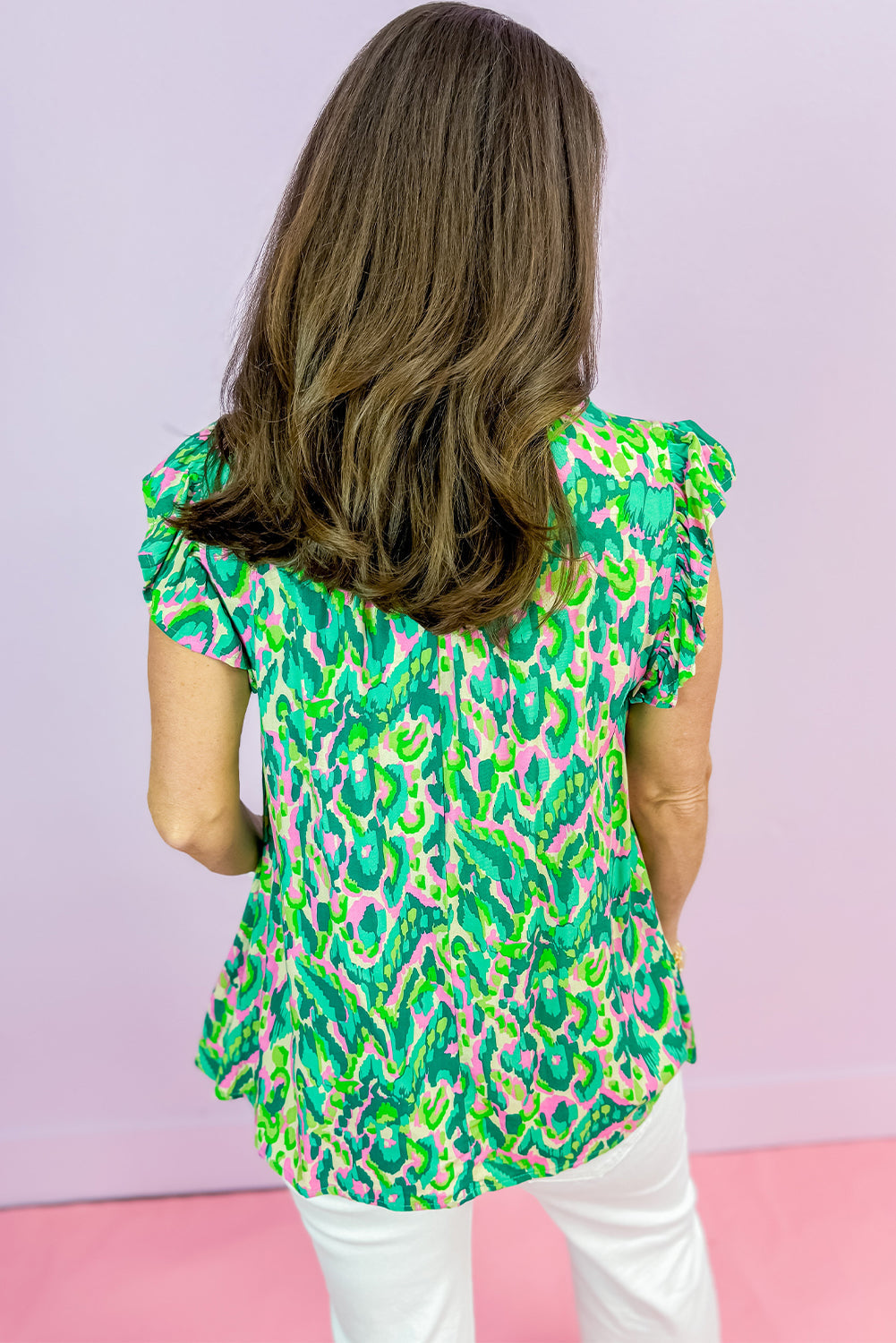 Women Printed Ruffle Sleeve Tank Top | Calindra
