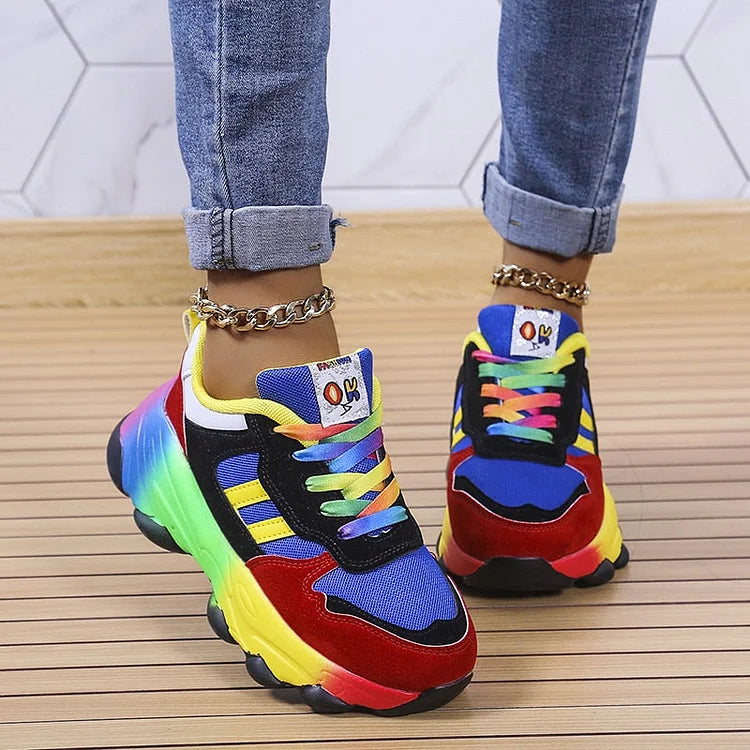 Women Vibrant Color-Block Sneakers | Euphemia
