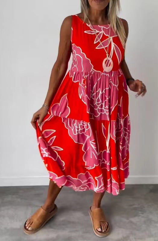 Women Sleeveless Floral Midi Dress | Amethyst