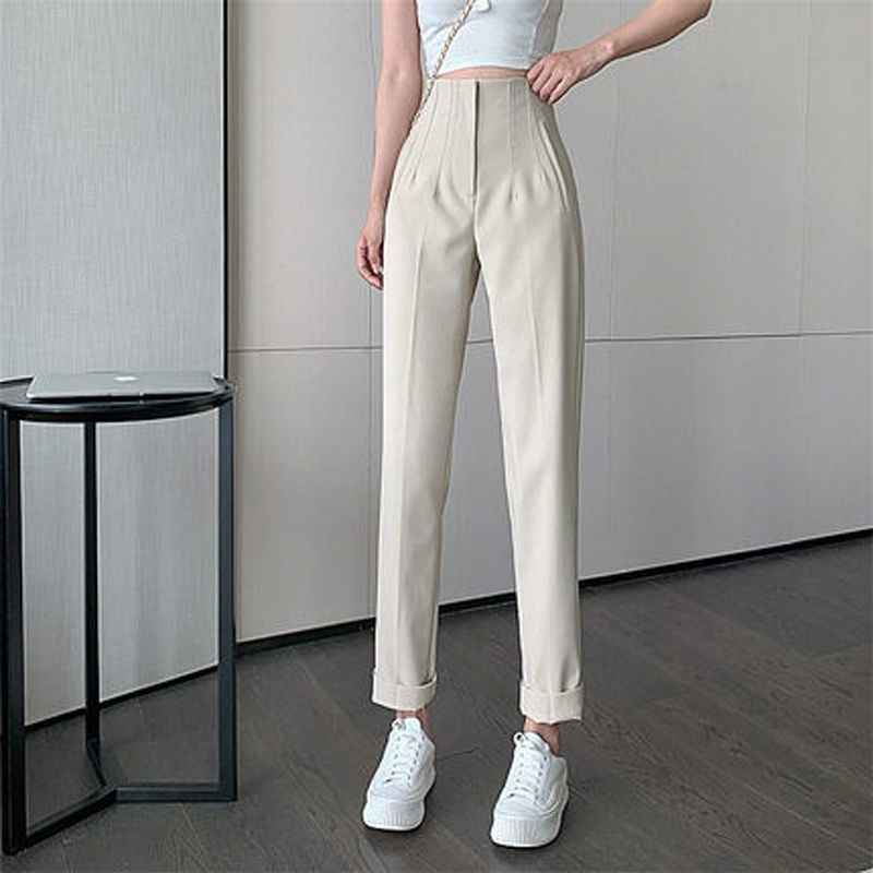 Women High-Waisted Pants Black Polyester | Elegant Style-2