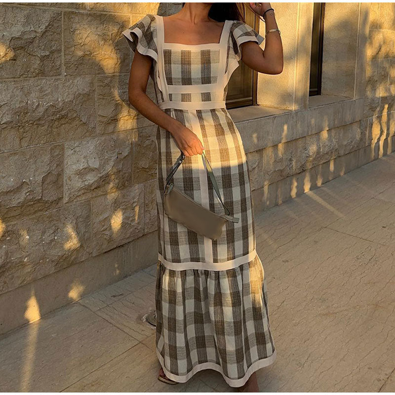 Women Rustic Plaid Maxi Dress | Paula