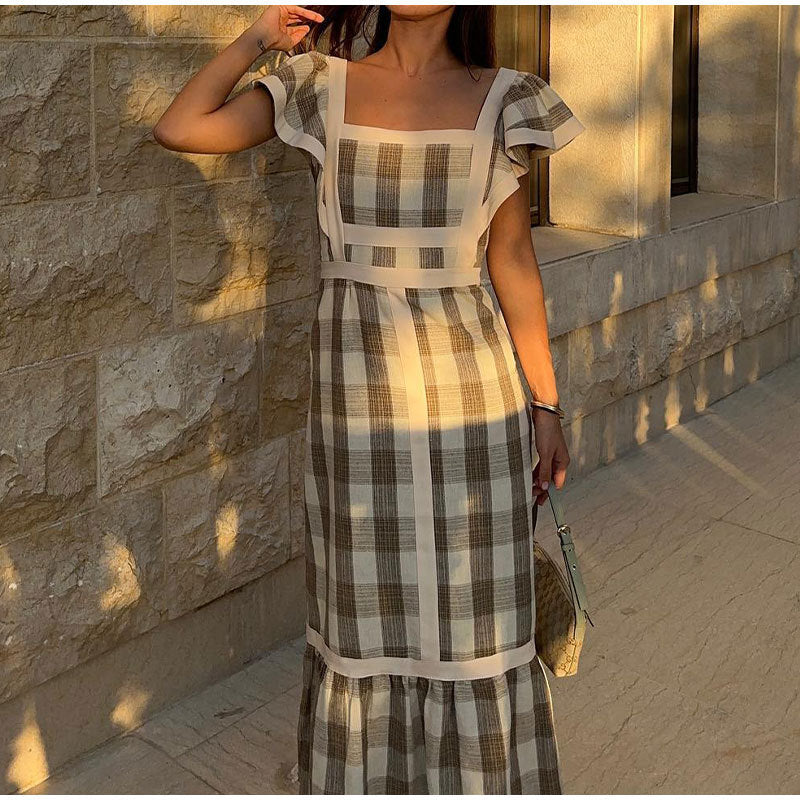 Women Rustic Plaid Maxi Dress | Paula