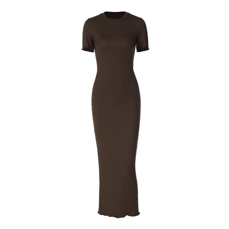 Women Sheath Dress Brown Polyester | Elegant Minimalist-4