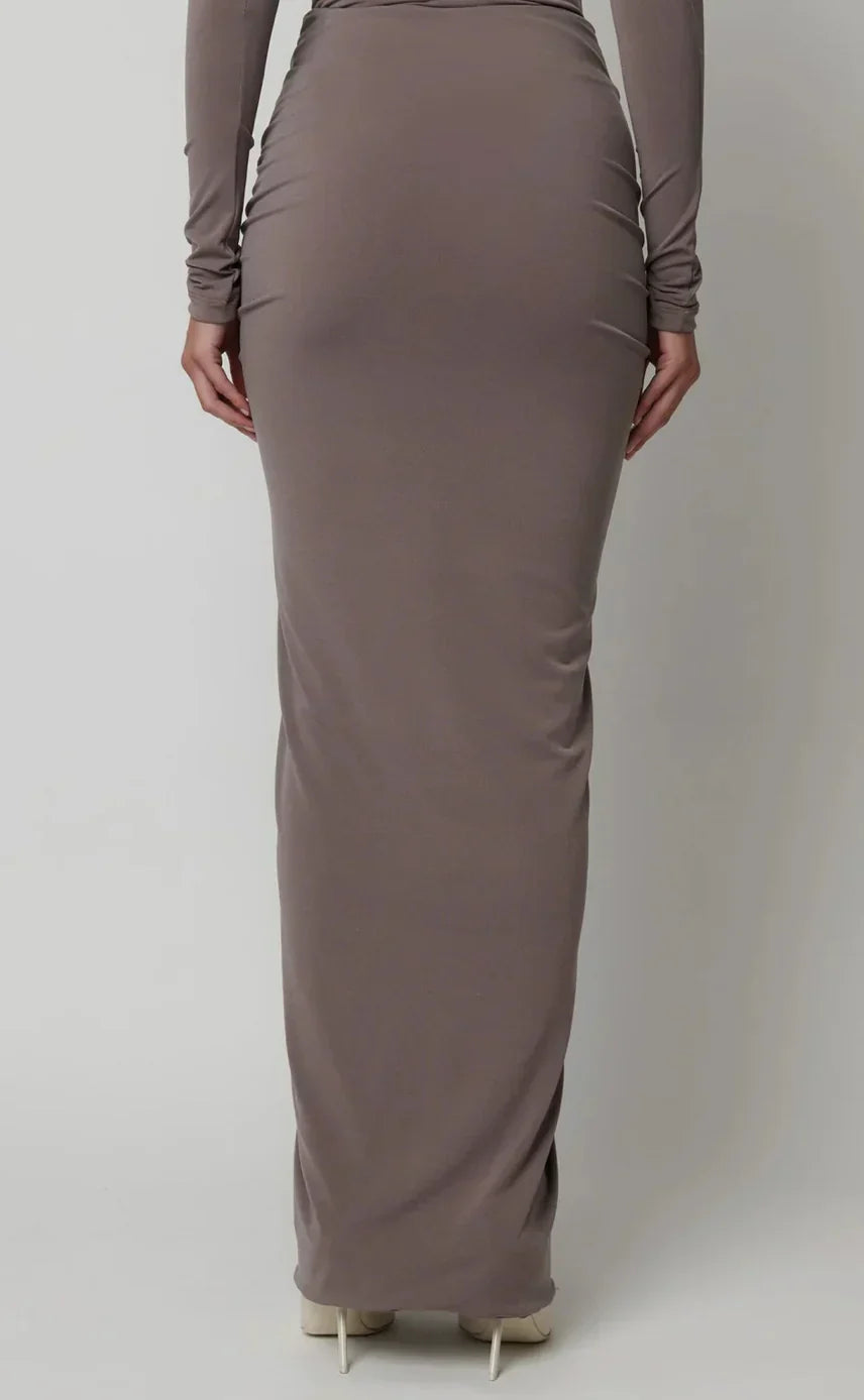 Women Ruched Turtleneck Maxi Dress | Antonella