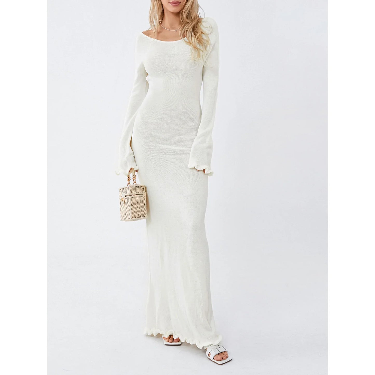Women Ruffled Sleeve Maxi Dress | Annelise