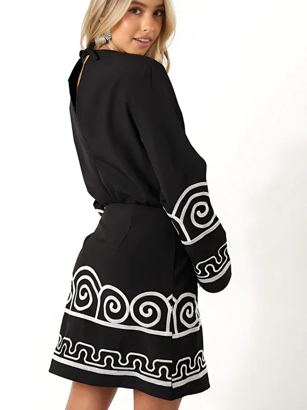 Women Embroidered Bell Sleeve Dress | Aurielle