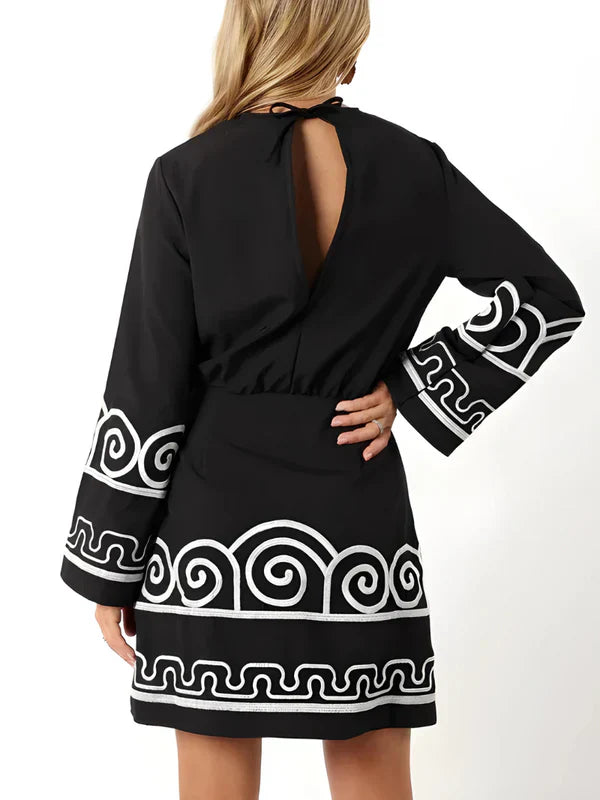 Women Embroidered Bell Sleeve Dress | Aurielle
