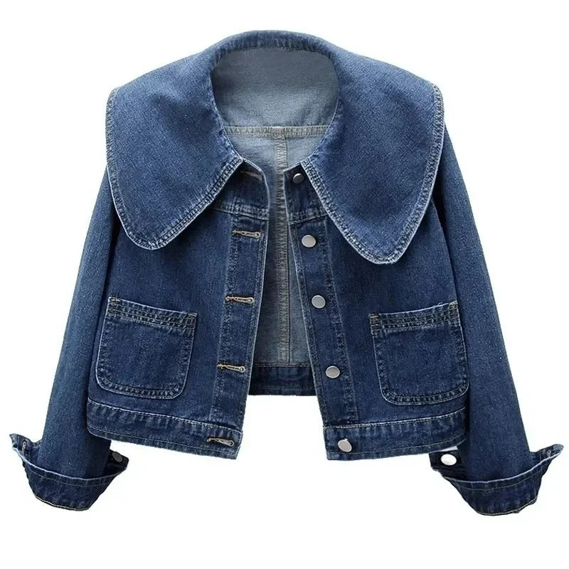 Women Vintage Wide-Collar Denim Jacket | Althea