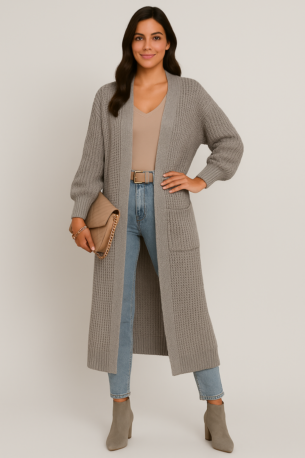 Women Chunky Knit Long Cardigan | Narelle